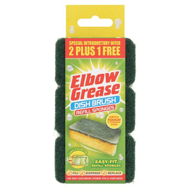 Elbow Grease Dish Brush Refills Sponges x3