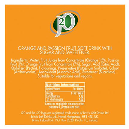 J2O Orange & Passion Fruit 275ml Glass