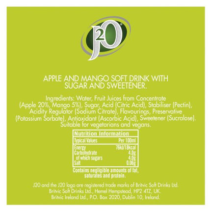 J2O Apple & Mango 4x275ml Glass