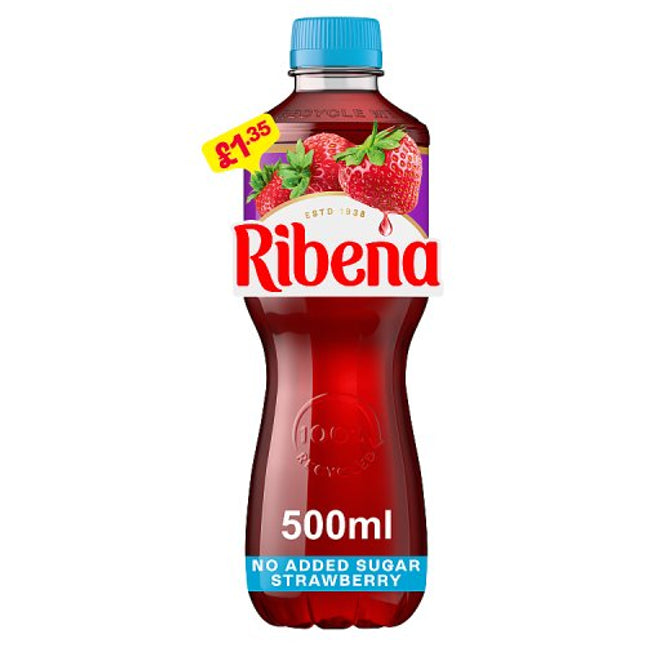 Ribena Strawberry 500ml bottle alternate view 2