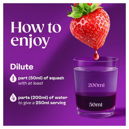Ribena Strawberry Cordial No Added Sugar 850ml