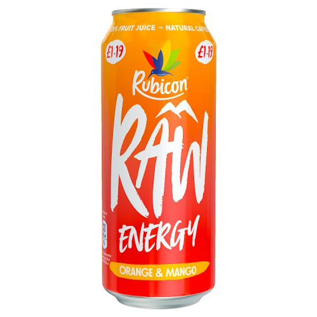 Rubicon Raw Energy Orange Mango 500ml can