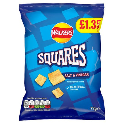 Walkers Squares Salt & Vinegar 72g £1.35