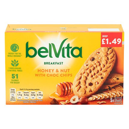 BelVita Breakfast Biscuits Honey & Nut with Choc Chips 225g