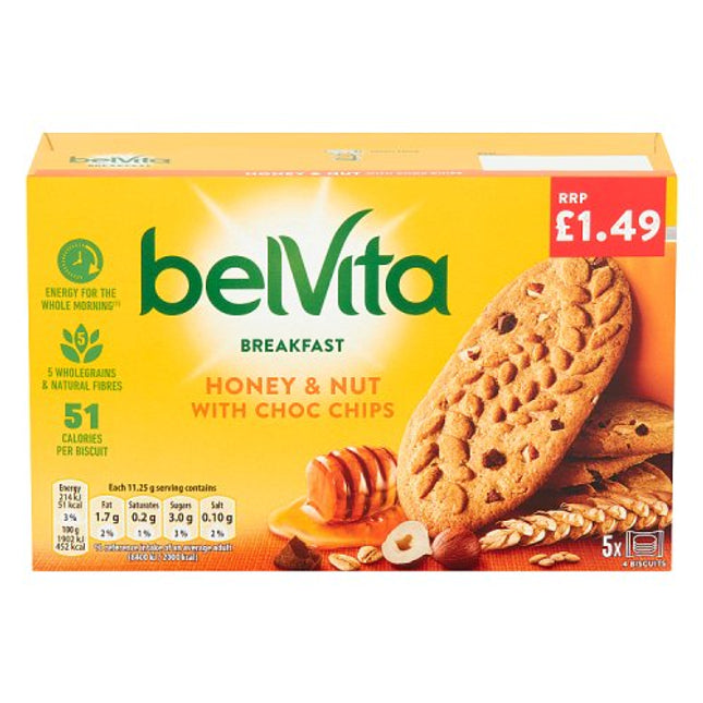 BelVita Breakfast Biscuits Honey & Nut with Choc Chips 225g