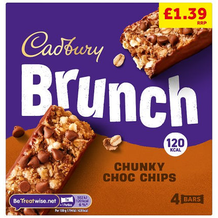 Cadbury Brunch Bar Choc Chip 4 x 28g £1.39