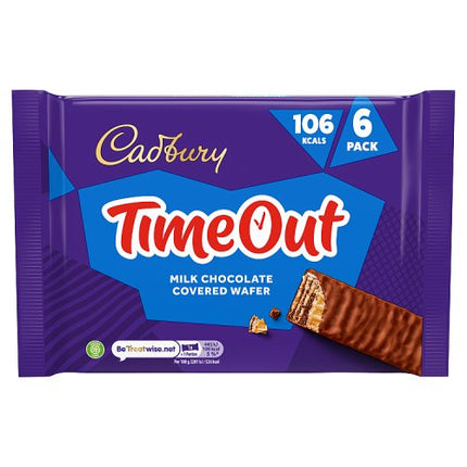 Cadbury Timeout Wafer Chocolate Bar 6 Pack 121.2g
