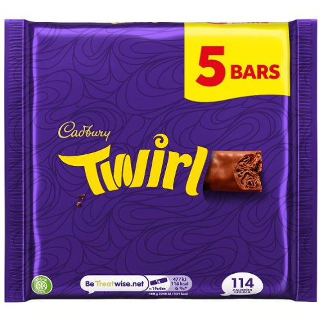 Cadbury Twirl Chocolate Bar 5 Pack Multipack 107.5g