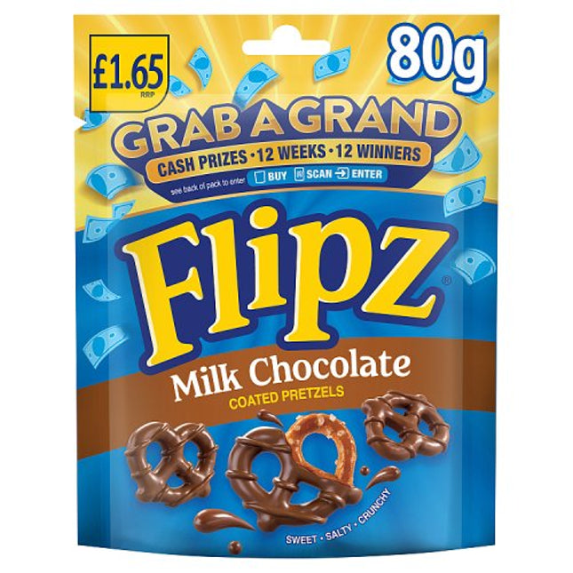 Flipz Milk Chocolate Coated Pretzels 80g £1.65