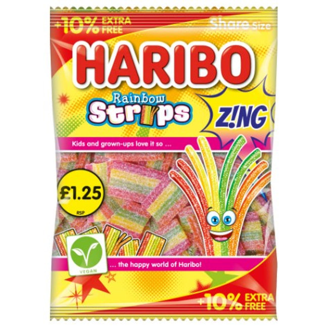Haribo 10 Extra Free Rainbow Strips Z Ng 143g