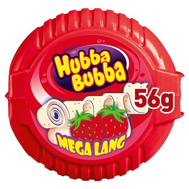 Hubba Bubba Snappy Strawberry Bubble Gum Mega Long Tape 56g