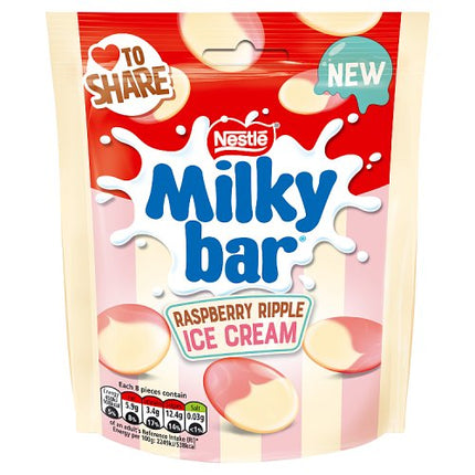 WIGIG Milkybar Buttons Raspberry Ripple Ice Cream Pouch 86g