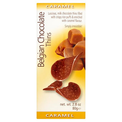 Belgian Chocolate Thins Caramel 80g