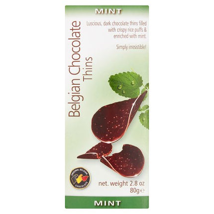Belgian Chocolate Thins Mint 80g