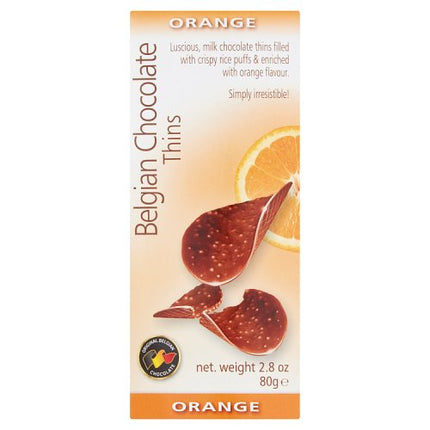 Belgian Chocolate Thins Orange 80g