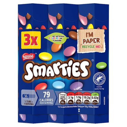 Smarties Milk Chocolate Tube 3 Pack (3x34g)