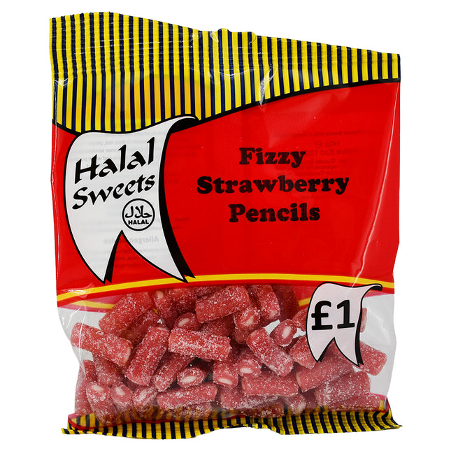 Halal Fizzy Strawberry Pencils 140g