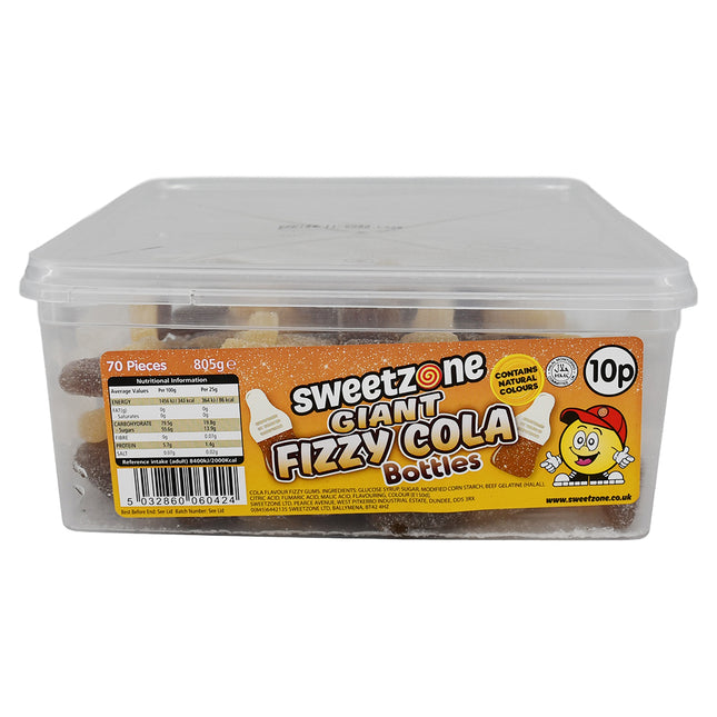 Sweetzone Giant Fizzy Cola Bottles 10P Tub 805g