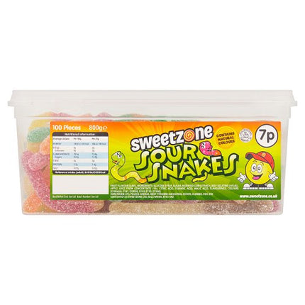 Sweetzone Sour Snakes 7P Tub 800g