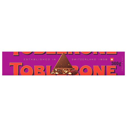 Toblerone Milk Chocolate Bar with Raisins &  Honey & Almond Nougat 360g
