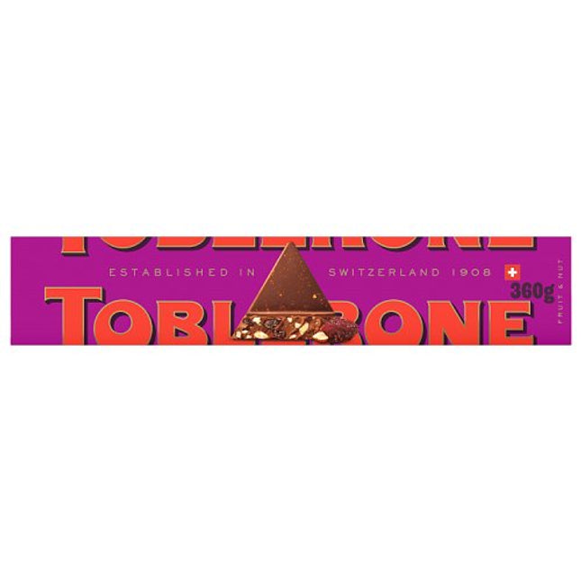 Toblerone Milk Chocolate Bar with Raisins &  Honey & Almond Nougat 360g
