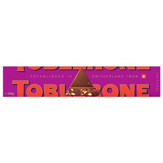 Toblerone Milk Chocolate Bar with Raisins &  Honey & Almond Nougat 360g