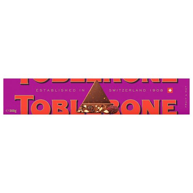 Toblerone Milk Chocolate Bar with Raisins &  Honey & Almond Nougat 360g