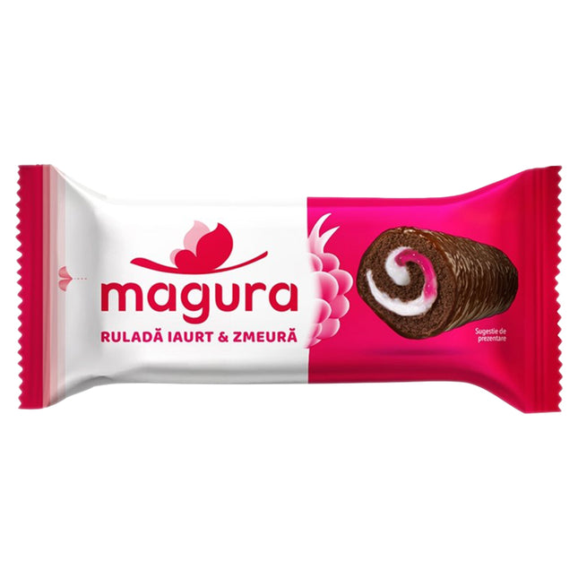 Magura Chocolate Covered Yoghurt & Raspberry Roulade Cake Bar 35g