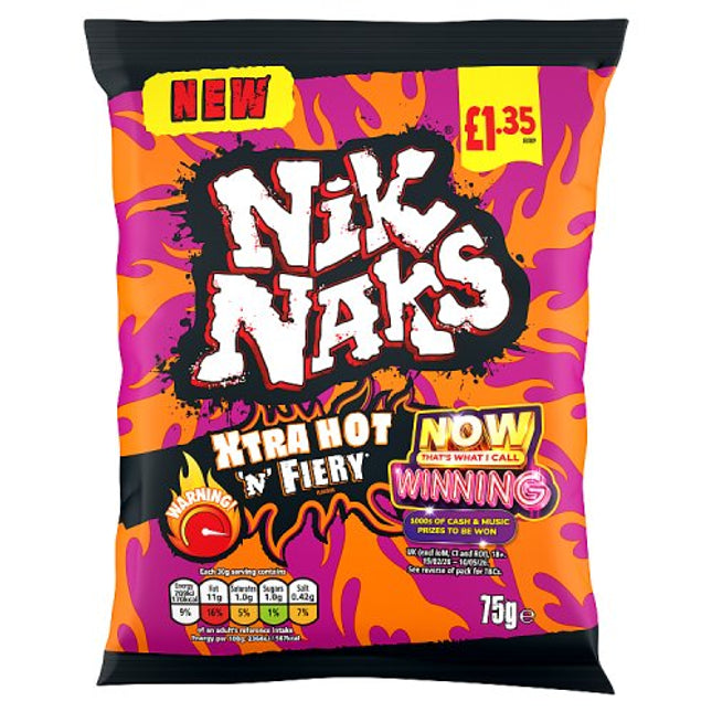 Nik Naks Xtra Hot 'N' Fiery 75g