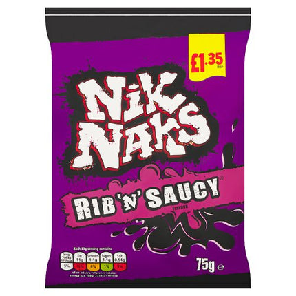 Nik Naks Rib 'N' Saucy Crisps 75g
