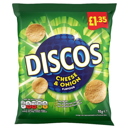 Discos Cheese & Onion Crisps 70g £1.35