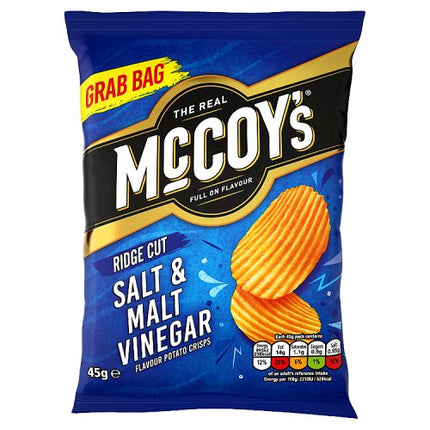 The Real McCoy's Salt & Malt Vinegar Flavour Ridge Cut Potato Crisps 45g