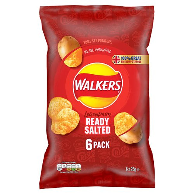 Walkers Ready Salted Potato Crisps 6 x 25g