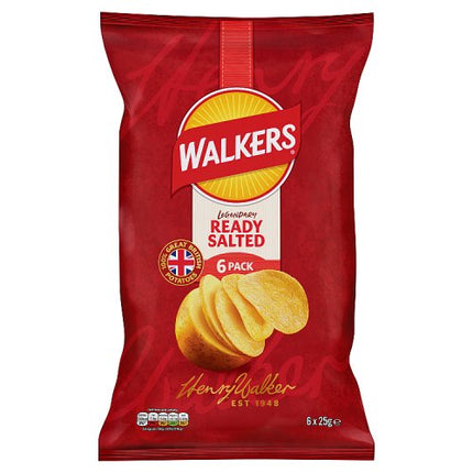 Walkers Ready Salted Potato Crisps 6 x 25g multipack