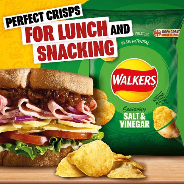 Walkers Salt & Vinegar Potato Crisps 6 x 25g