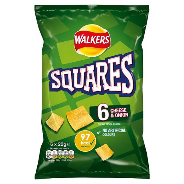 Walkers Squares Cheese & Onion 6x22g