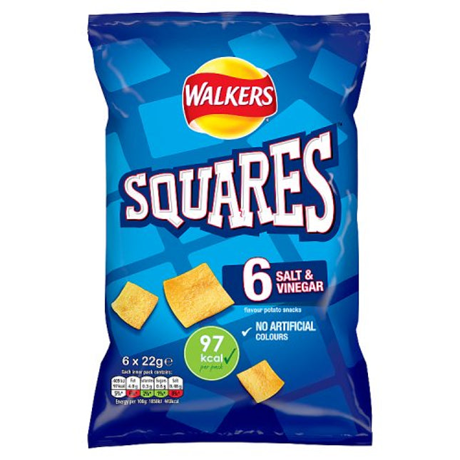 Walkers Squares Salt & Vinegar 6x22g