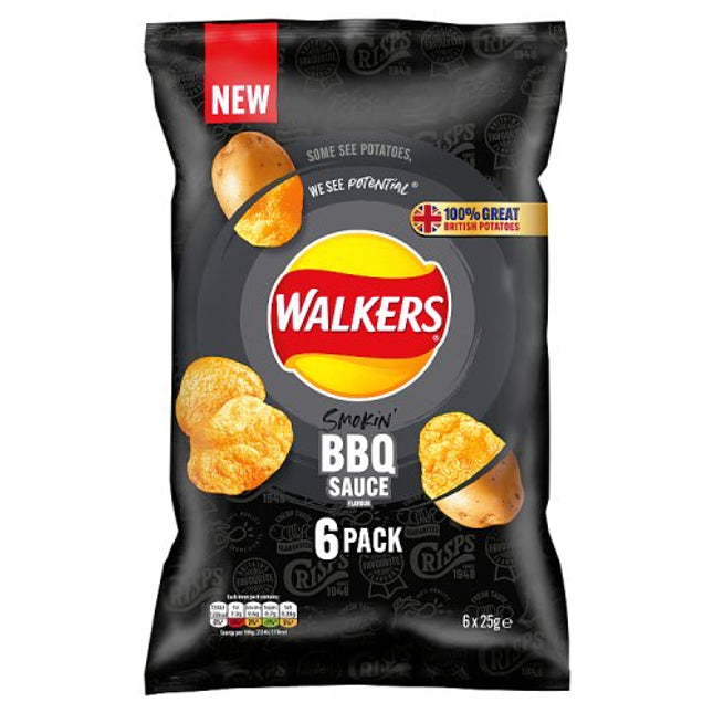 Walkers BBQ Sauce Multipack Crisps 6x25g