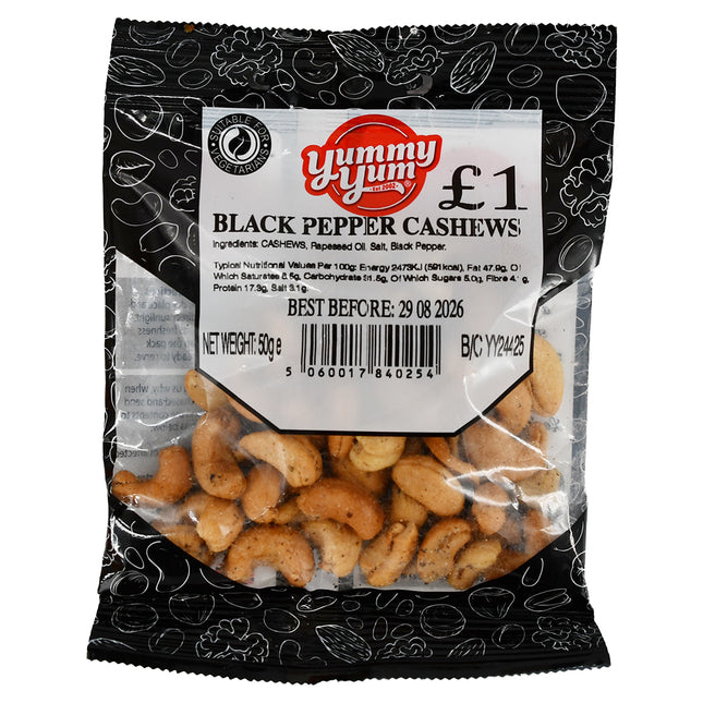 Yummy Yum Roasted Black Pepper Cashews 50g