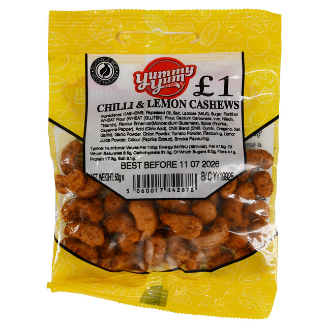 Yummy Yum Roasted Chilli Lemon Cashews 50g