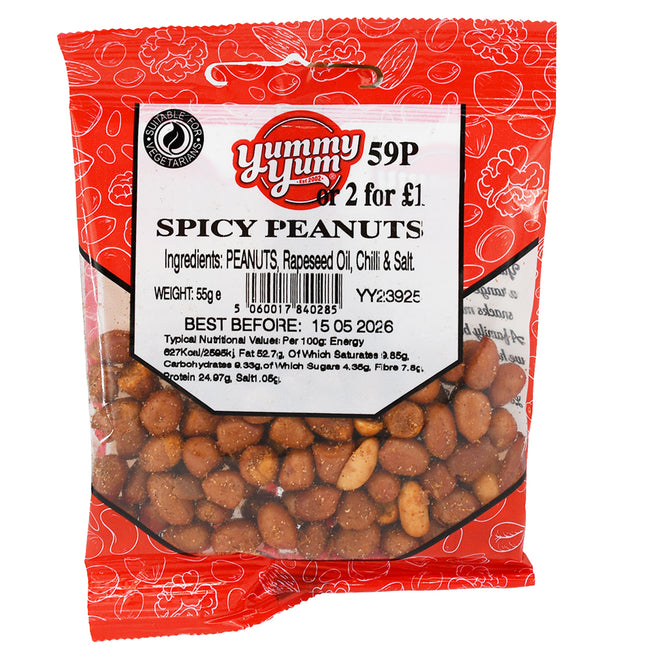 Yummy Yum Spicy Peanuts 55g 59p (2 for £1)