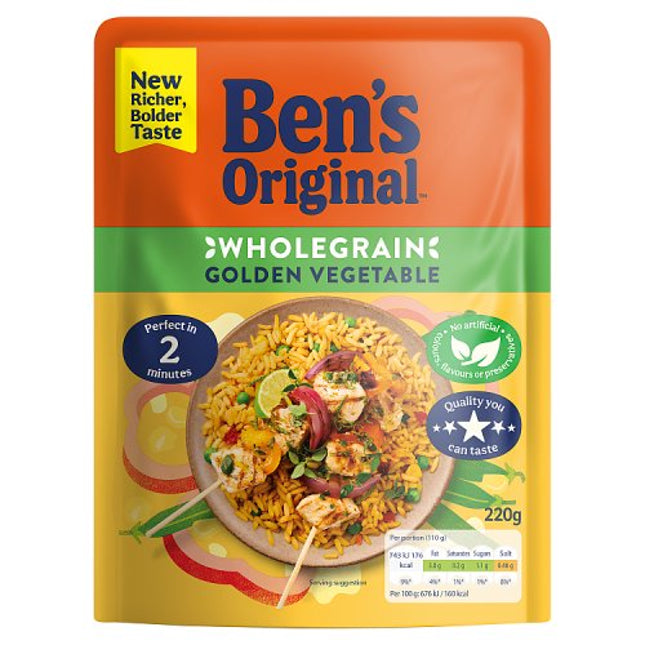 Bens Original Ready to Heat Wholegrain Rice Golden Veg 220g