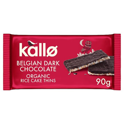 Kallo Organic Belgian Dark Chocolate Rice Cake Thins 90g