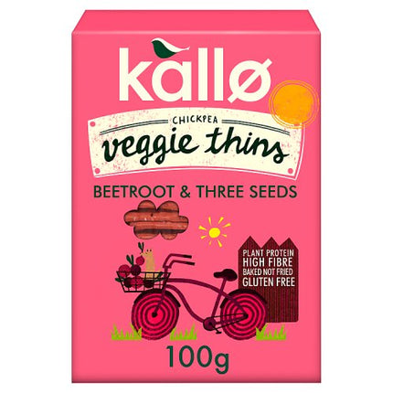Kallo Veggie Thins Beetroot & Three Seeds Flatbread Crackers 100g