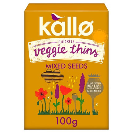 Kallo Veggie Thins Mixed Seeds Flatbread Crackers 100g