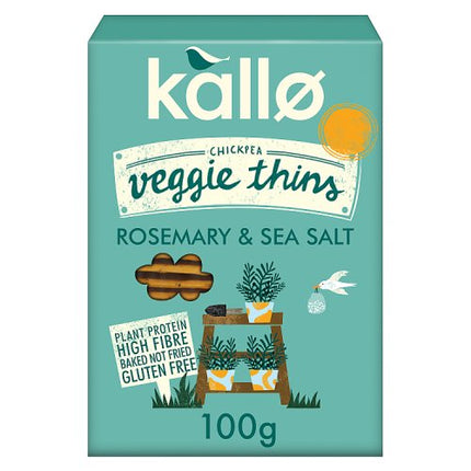Kallo Veggie Thins Rosemary & Sea Salt Flatbread Crackers 100g