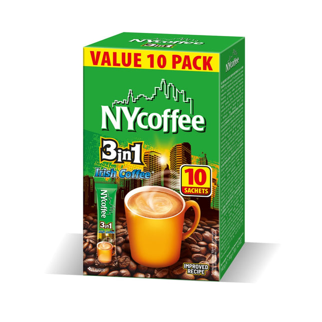 NY Coffee 3in1 Irish Instant Coffee Sachets with Sugar x10 140g