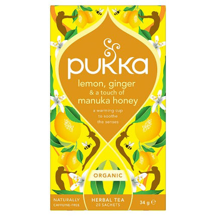 Pukka Organic Lemon Ginger Manuka Honey Tea 20 Tea Sachets 40g