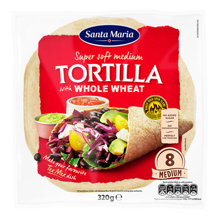 Santa Maria 8 x 8" Soft Wholewheat Tortillas 320g