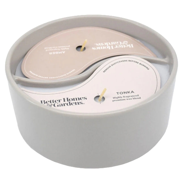BH Amber & Tonka Double Wicked Ceramic Candle 453g